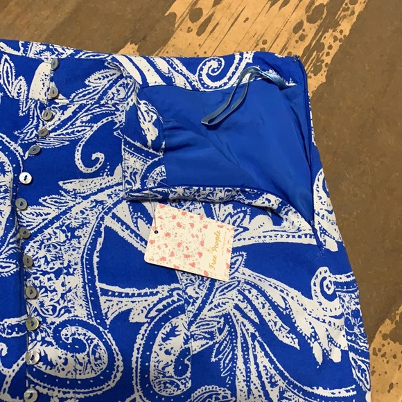 Free People Smooth Sailing Blue Paisley Maxi Skirt Sz 6 - Picture 9 of 11